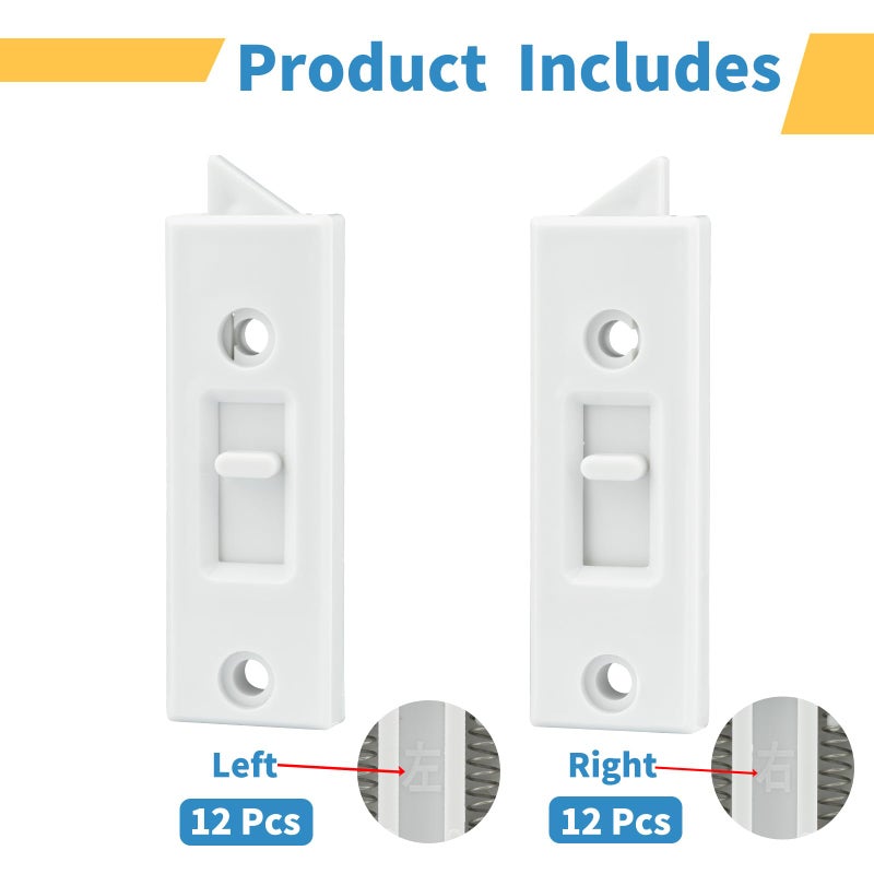 JPKTA 24 Pcs Window Latch Locks Spring Loaded Window Tilt Latch Replacement Part by JPKTA,Vinyl Plastic Construction,Window Parts and Hardware 2 Inch Hole Center Spacing Sliding Lock White - Image 3